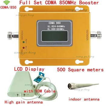 

Full Set LCD Display GSM CDMA 850Mhz booster Outdoor Antenna+indoor Antenna+10 Cable CDMA 850 Mhz repeater signal amplifier