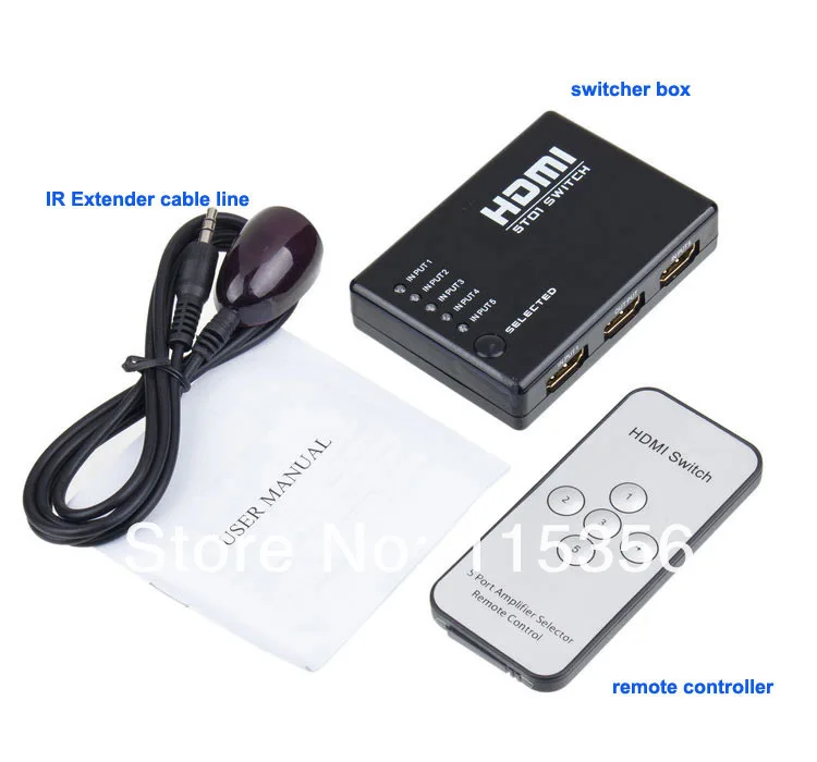 

New 5x1 5 way ports 5 in 1 out HDMI Switch splliter box for HDTV PS3 DVD with IR Remote