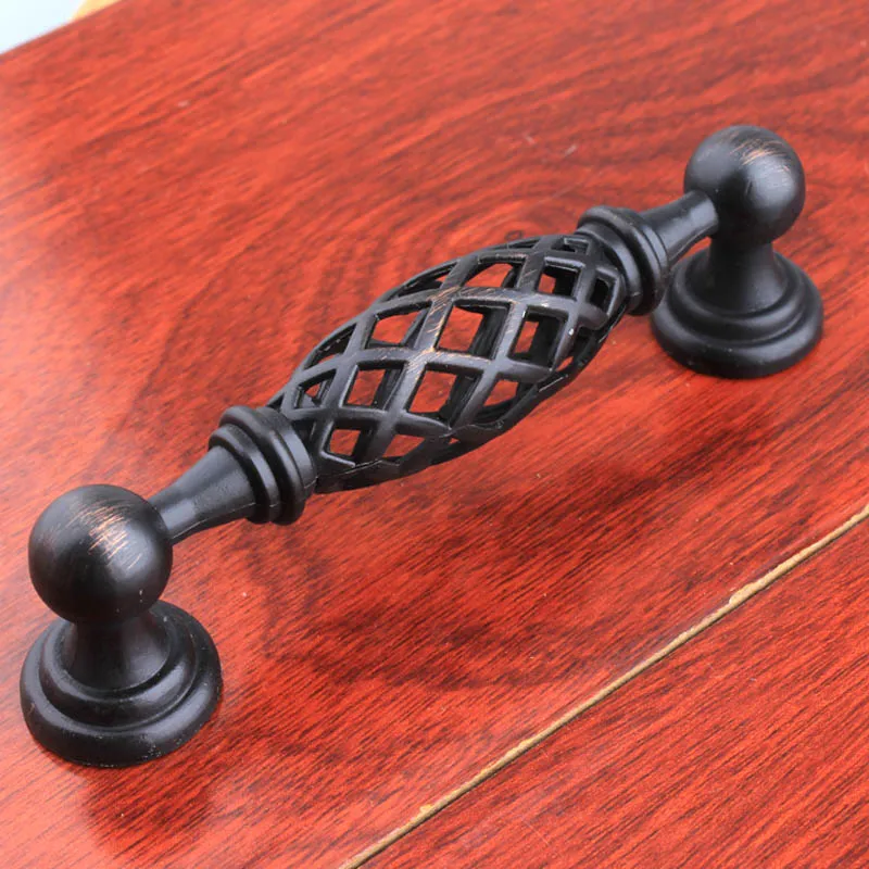 128mm American retro style black antique copper kitchen cabinet cupboard door handles 96mm bronze dresser drawer pulls knobs