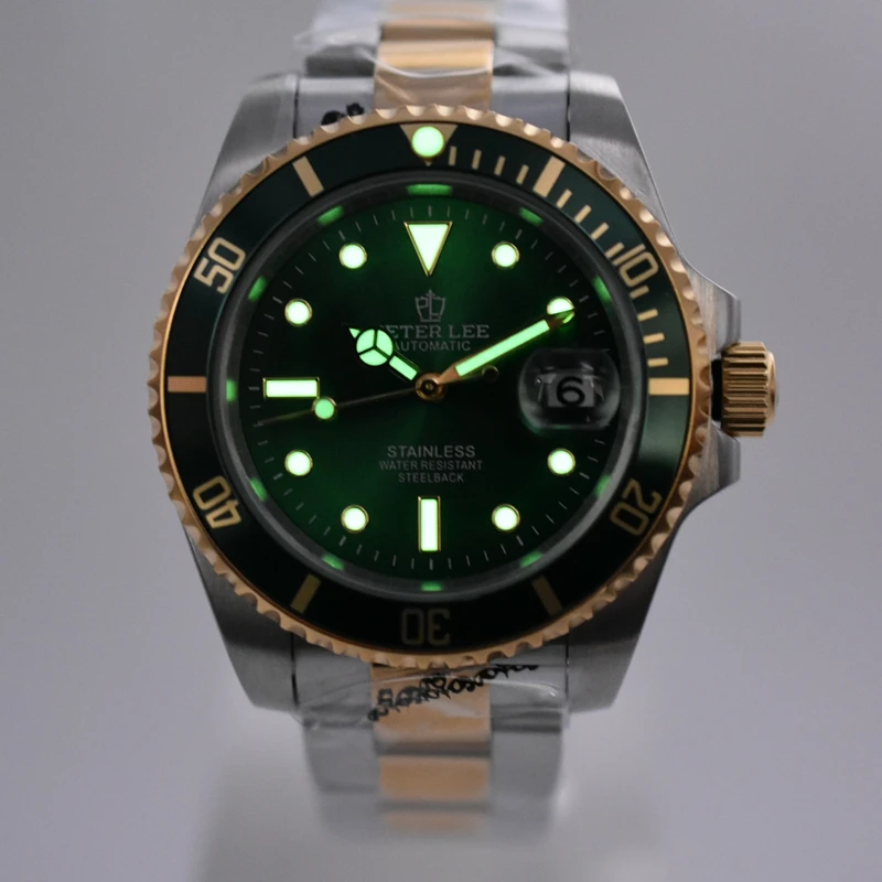 Питер ли роскошный бренд циферблат 40 мм часы классические мужские автоматические мужские механические часы бизнес черный полный стальной водонепроницаемый наручные часы