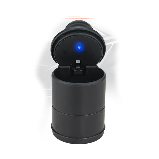 2 Type Portable LED Ashtray For Car Black Ashtrays With Lids Cylinder