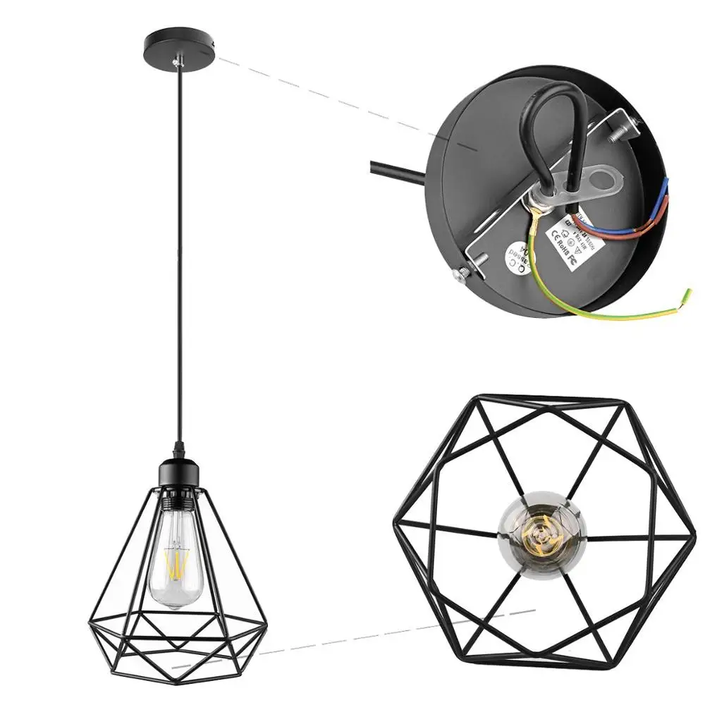  Nordic Pendant Lights Modern Industrial Vintage Iron Art Minimalist Loft Cage Hanging Ceiling Lamp  - 33016780629