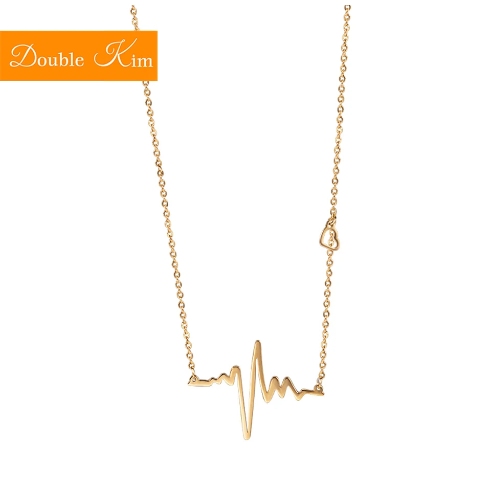 

Electrocardiogram Pendant Necklace Gold Color Titanium Stainless Steel Material Necklaces Fashion Trendy Women Jewelry Gift