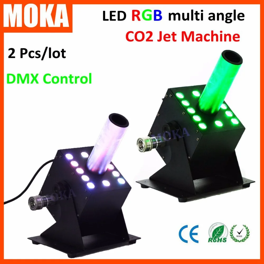 2 Pcs/lot 12X3W LED Co2 Jet Machine co2 stage effect party cannon LED Fog Machine dmx co2 led jet nightclub disco light