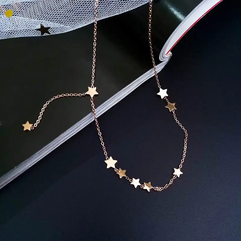 Stainless Steel Star Necklace Women Fashion Jewelry Simple Choker Collares Temperament Pendants Birthday Gift