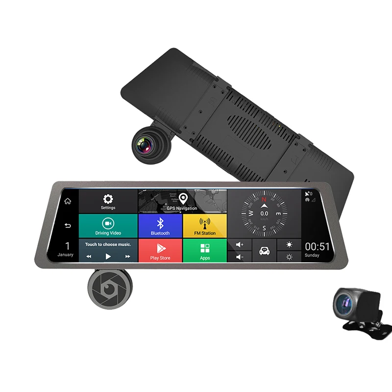 

10" 4G Touch IPS Dual Lens Car Rearview Mirror Camera ADAS Bluetooth 4.0 DVR Recorder Auto GPS Navigation For Android 5.1 iOS