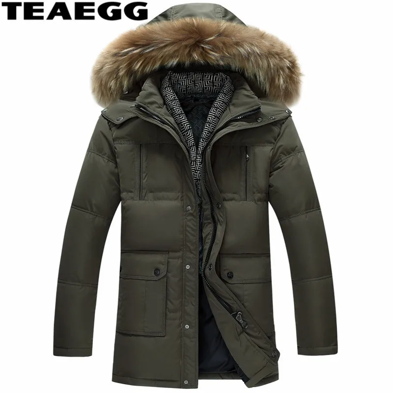 TEAEGG Chaqueta Plumas Hombre Feather Jacket Men Coat Casual Thick ...