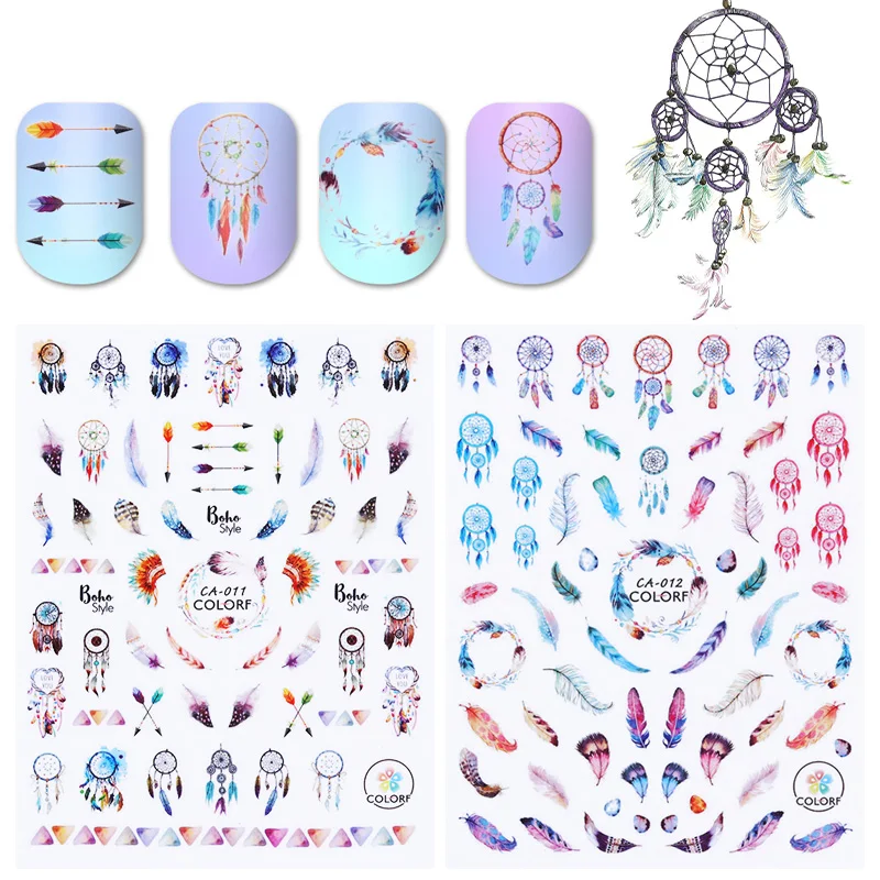 

3D Nail Sticker Feather Arrow Pattern Adhesive Transfer Sticker Manicure Nail Art Decorations