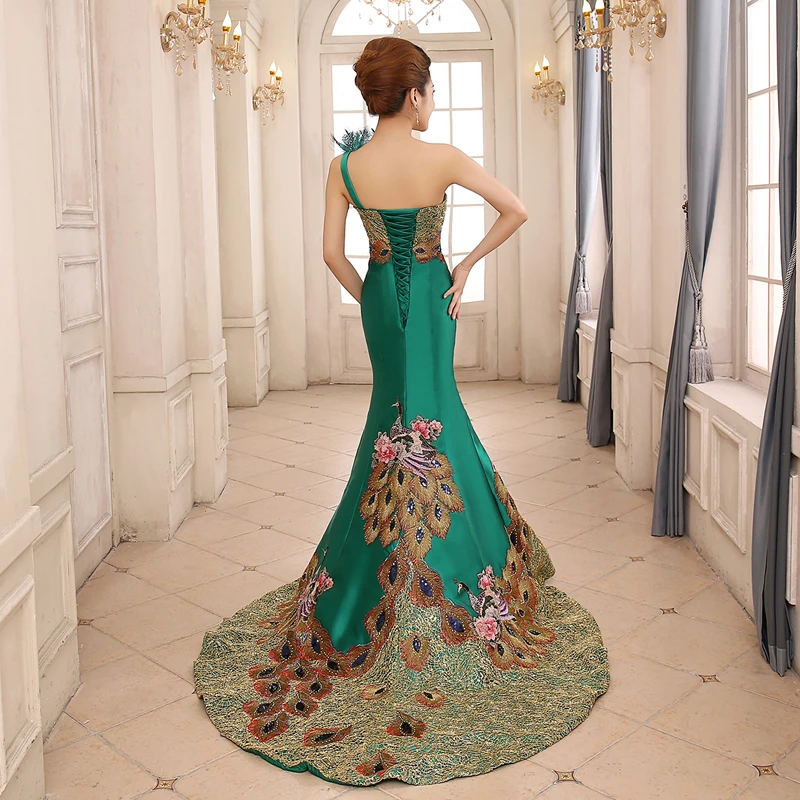 Robe de soiree High quality Mermaid one shoulder lace up Elegant evening dress long vestido de festa prom dresses party dresses