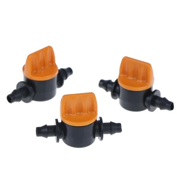 

10 Pcs Mini Valve with 4/7mm Hose Garden Irrigation Barbed Water flow control valve Agriculture tools Drip Irrigation Fittings