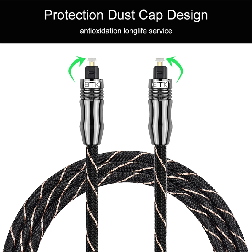 EMK Digital Toslink SPDIF 5.1 Optical Fiber Audio Cable with braided jacket 1m 2m 3m 5m 10m 15m (7)
