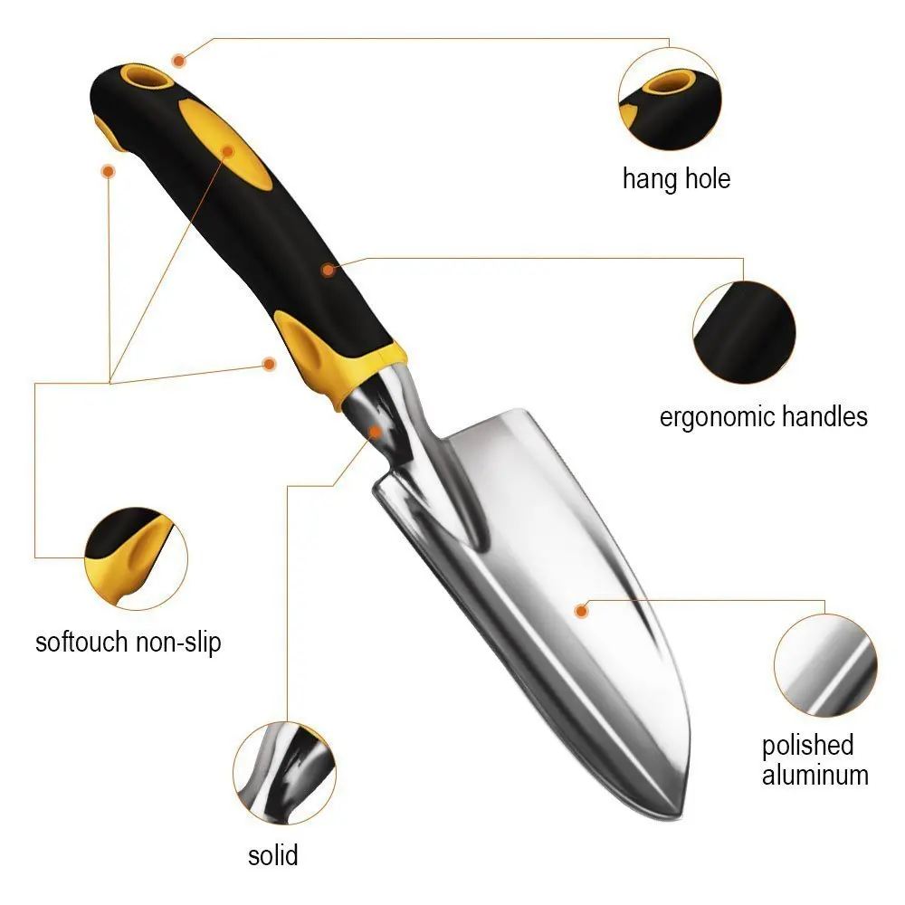 Набор садовых инструментов из 5 предметов с сорняком, ЛОПАТКОЙ, трансплантатором, культиватором, полольная вилка-высокопрочная алюминиевая и силиконовая ручка