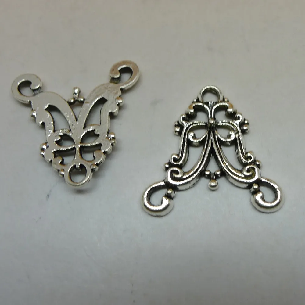 

Free shipping Antique Silver Planted Filigree Earrings Earring Connector Boutique Jewelry 10Pcs Size 21*20mm