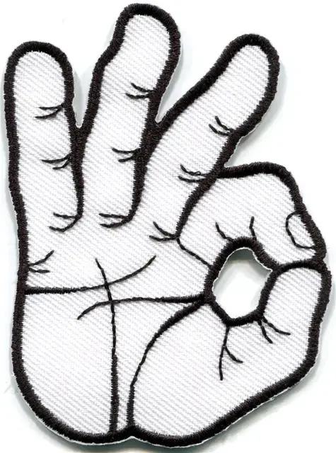 ok okay hand sign signal logo retro applique iron on patch new in