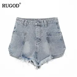 RUGOD Лето для женщин шорты для вышивка высокая талия Корея Стиль повседневное Леди Мода Лидер продаж карман джинсы шор