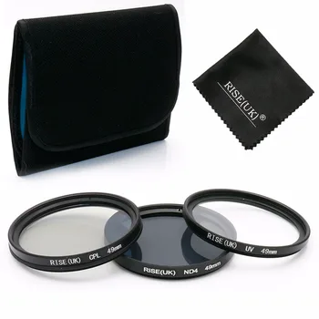 

RISE(UK )49mm original Lens Filters set (UV CPL ND4 ) Lens For nikon canon d5300 600d d3200 d5100 camera lens