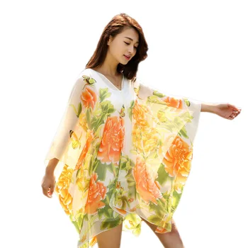 2019 New summer Scarf Shawl Poncho Sunscreen Scarf Women Sun Protection Shawl Soft Beach Shawl Bikini Cover flower printed