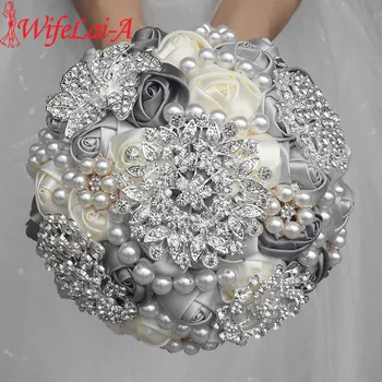 SUPER VENTA ❤️ WifeLai-A 1 pieza elegante personalizado de novia, ramos de Marfil perlas impresionantes cuentas cristal broche Stitch Ramos de boda W230 - discount item 45% OFF Bodas y eventos