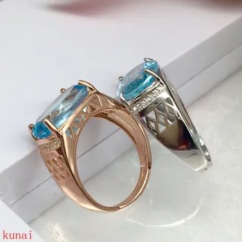 

KJJEAXCMY fine jewelry 925 Silver inlaid with natural blue topaz ring jewelry girl.