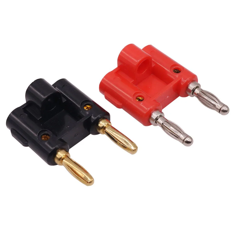 2 Pcs/ Lot Double Row 4mm Banana Plug Connector 4mm Speaker Plug