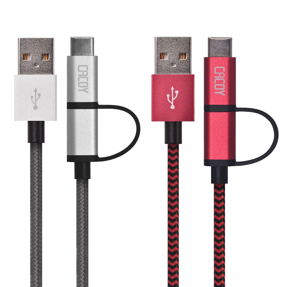 [2 в 1] 2 м USB C к Micro адаптеру плетеный кабель для Samsung Galaxy Note9/8/S9/S8 Nexus 5X/6 P OnePlus 2/3 LG G5 G6 и