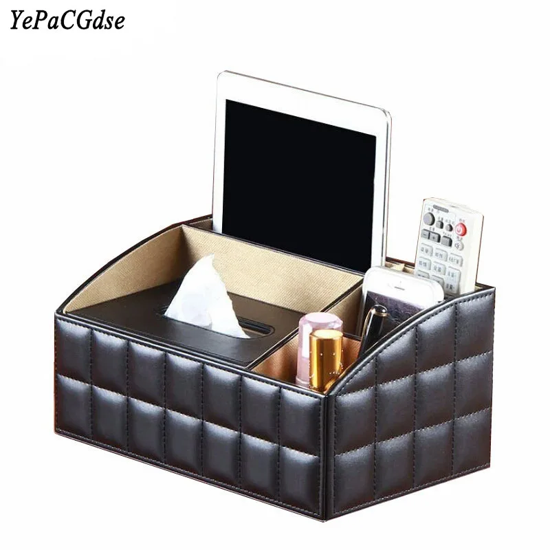 

Creative PU leather detachable luxury living room tissue box hotel KTV desktop organizer cosmetics remote control storage box