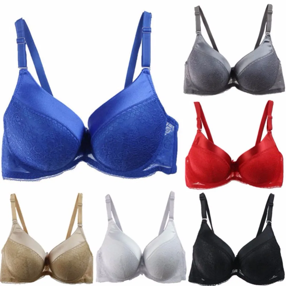 

Classic Women Brassiere Bra Big Size 85D,90D Full Cup Mother Lace Push Up Blue Ladies Underwear Female Underwear Bra Top