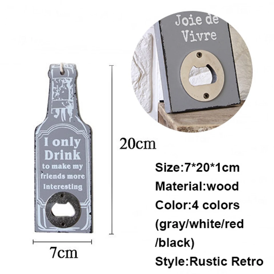 1 шт. Креативные украшения для дома, аксессуары, деревенский Ретро деревянный многоцелевой Открыватель для пивных бутылок, сделай сам, кухонный домашний декор, ремесла