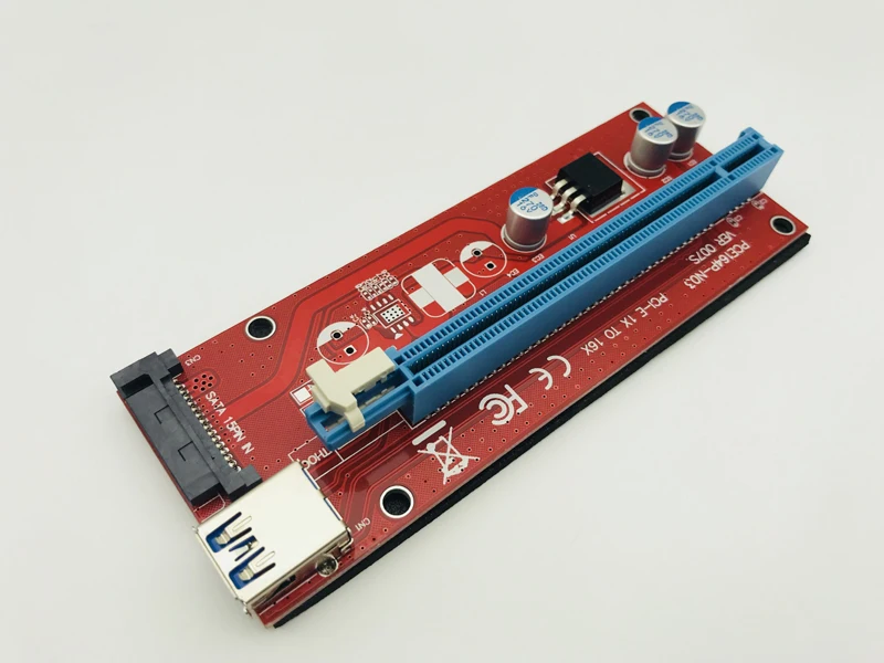 Красный 60 см PCIE PCI Express 1x к 16x Riser Card USB 3 0 кабель SATA питания 007 для Биткоин майнинга BTC
