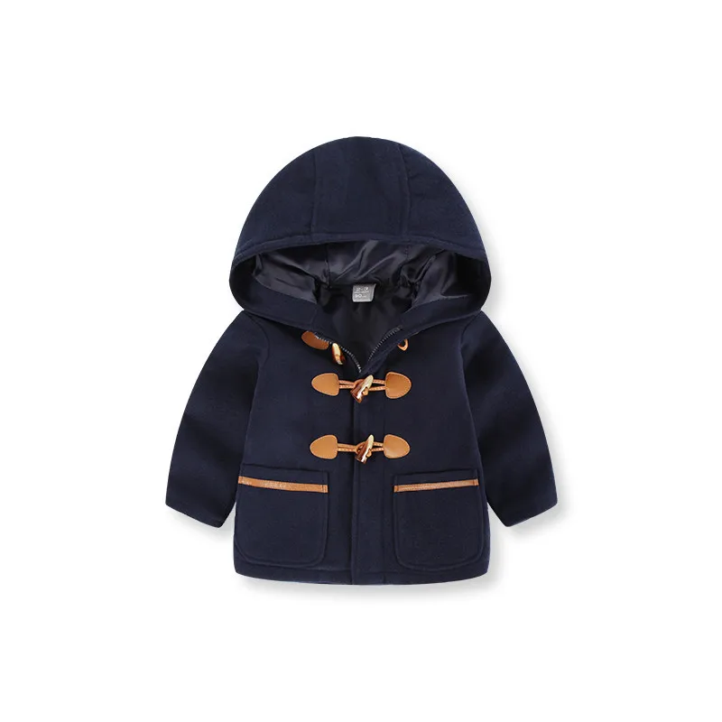 Осенне-зимнее плотное пальто для мальчиков Модное повседневное Детское пальто с капюшоном в английском стиле - Цвет: Dark Blue