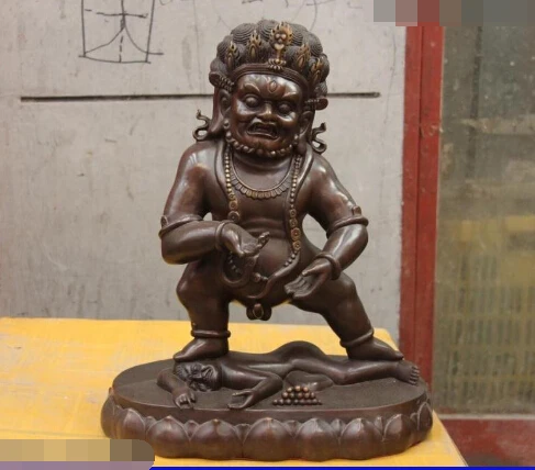 

free Buddhism Copper Bronze Tibet Mahakala Black Jambhala God of Wealth Buddha Statue fast