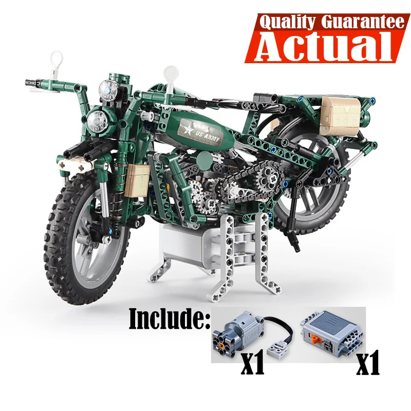 

Power Function Military Motorcycle Technic 550pcs Scale Model with Motor Building Block Brick Toys For Kids compatible legoingly