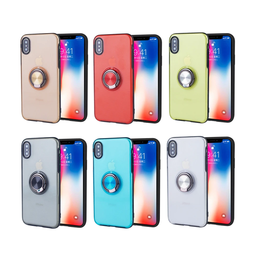 

Shockproof Ring Stand Hard Case Clear PC Back Phone Case For iPhone 7 8 6 6S Plus X XR XS Max Cover