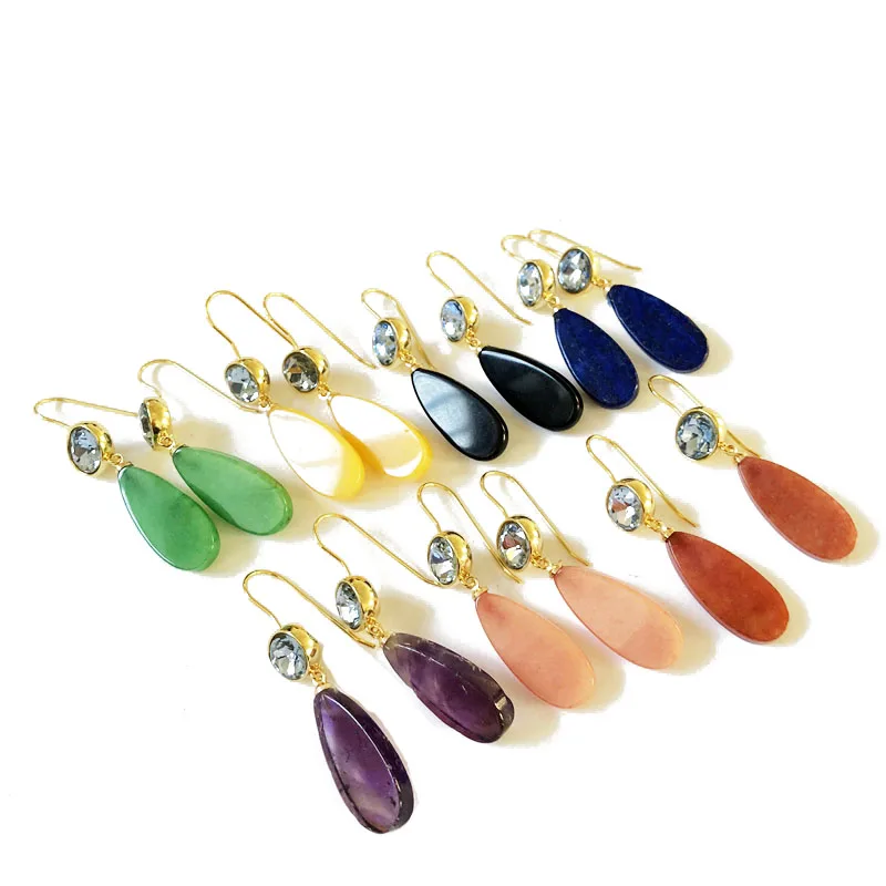 

Free Shipping New Design Natural Stone Teardrop Elegant Sweet Earring