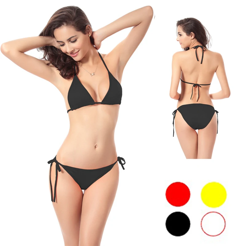 

Women One Size Bikini 2019 Sexy Swimsuit Simple Lacing Free Adjustment Bandage Brazilian Bikini 2piece Micro Bikini Sports Suit