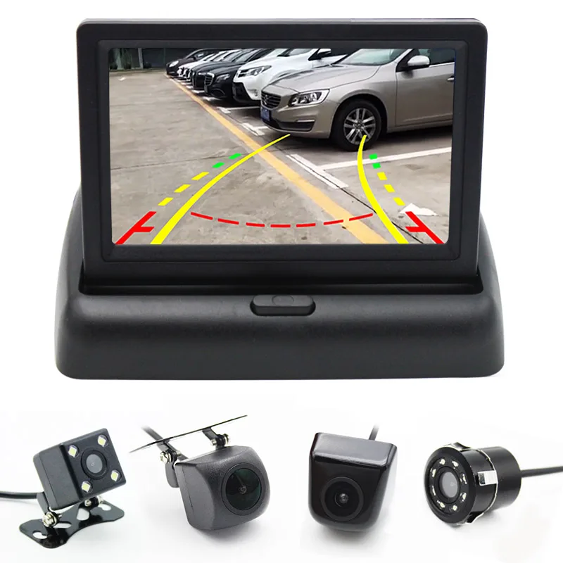 

4.3 Inch TFT LCD Vehicle Folding Foldable Monitor With Car Rear View Camera, Dynamic Trajectory Line and Starlight Night Vision