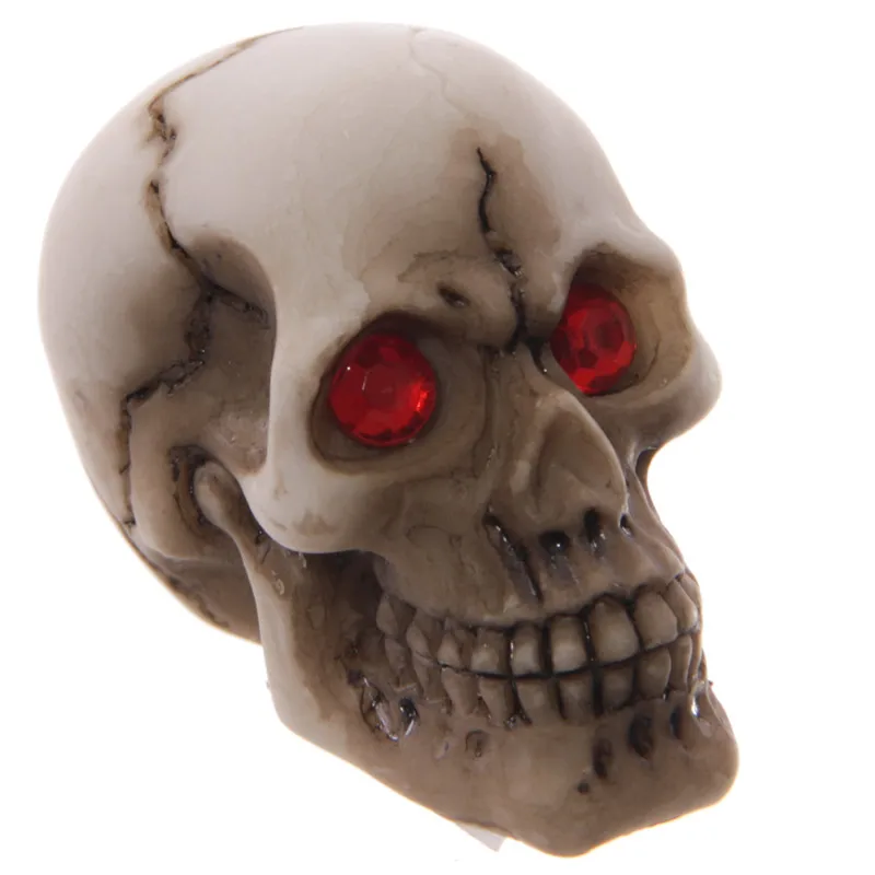 

2Piece/Set Creative Halloween Decoration Skull Ornament Red Gem Eyes Gruesome Small Gothic Skull Gazer With Jewel Eyes
