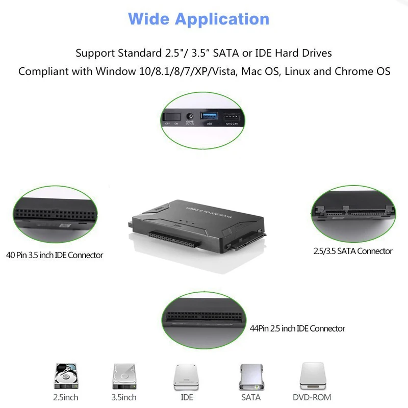 FULL-SATA Combo USB IDE/SATA адаптер жесткого диска SATA для USB3.0 передачи данных конвертер для 2,5/3,5/5,25 оптический привод SSD(E