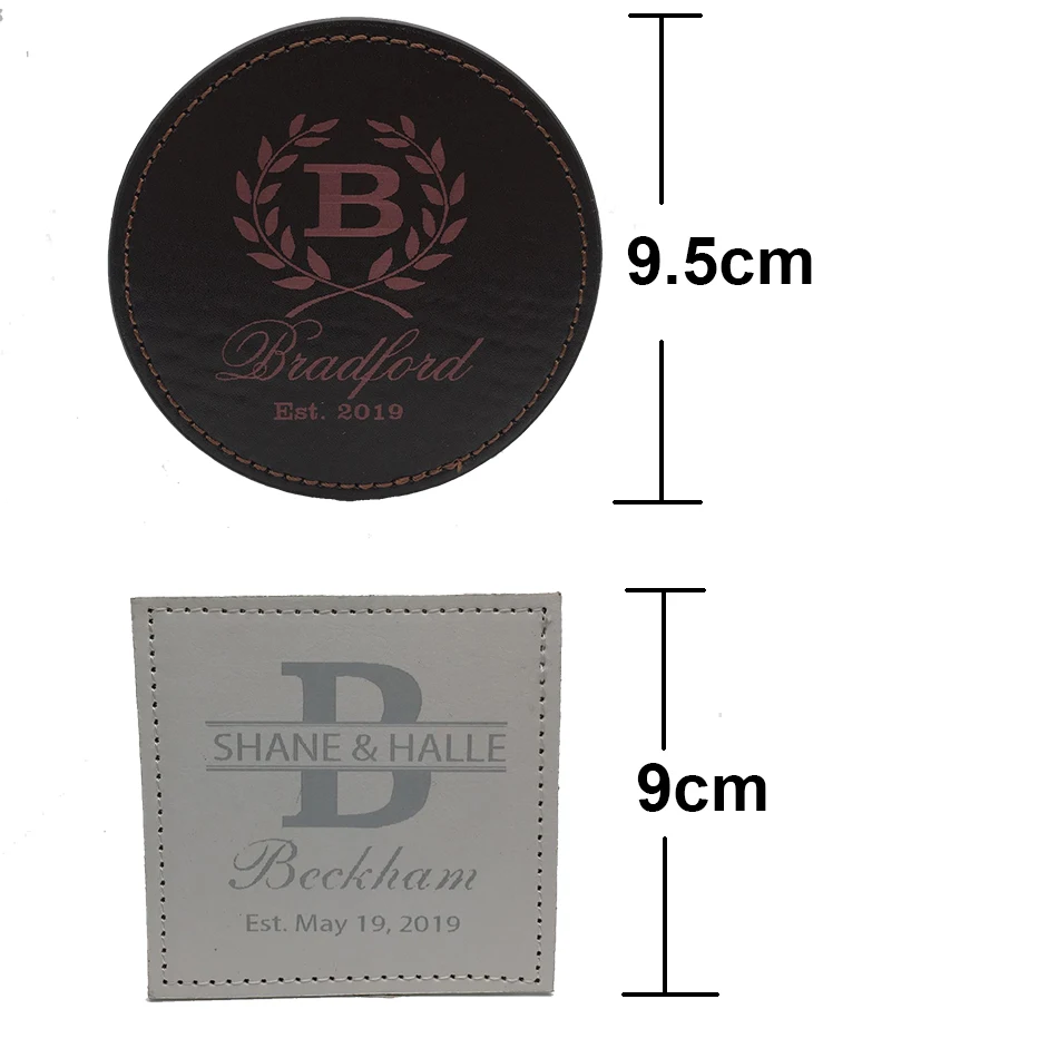 Square Leather Coasters with Custom Logo