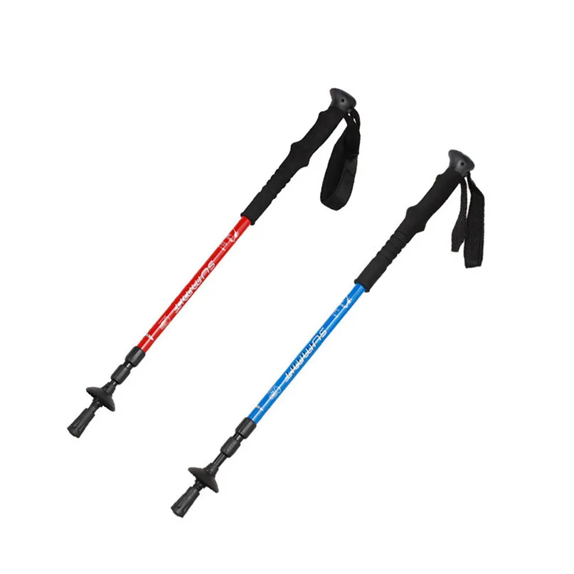 Aviation Aluminum Trekking Poles Walking Hiking stick cane Alpenstock 67-135cm Red Blue for climbing spring tour #2h11 (1)