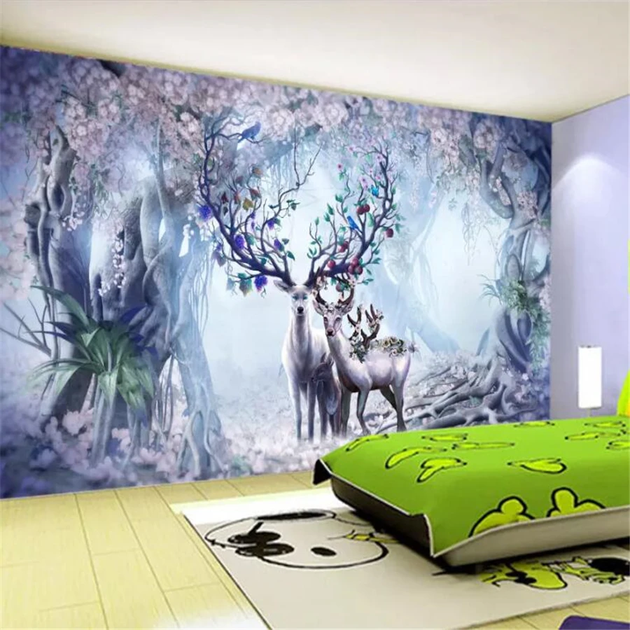 

wellyu papel de parede Custom Photo Wallpaper 3d Murals Nordic Nostalgic Elk TV Living Room Background wallpaper for walls 3 d