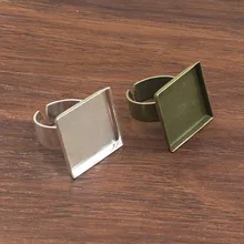 Подходит: 20 мм кольцо из металла квадратная пустая установка рамка пустая кабошон кольцо база для DIY кольцо 10 шт./лот K05116