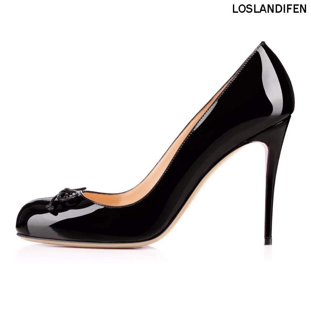 

Women Handmade Fashion Faronessa 100mm Closed Toe Butterfly Patent High Heel Pumps Shoes CKE026
