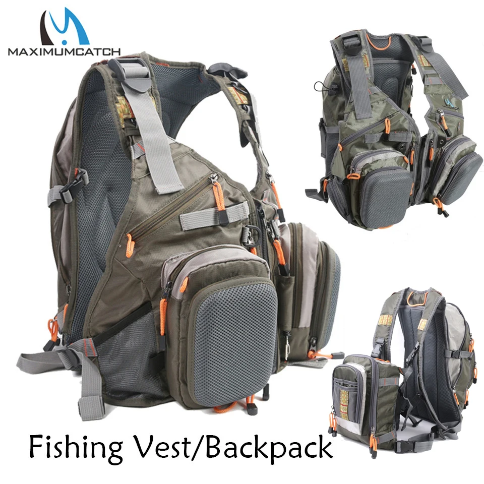Maximumcatch mouche pêche gilet sac à dos avec poches multifonctions réglable Sports de plein