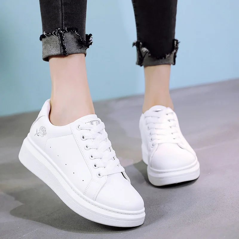 Autumn Women's Running Shoes for Girls Students White Breathable