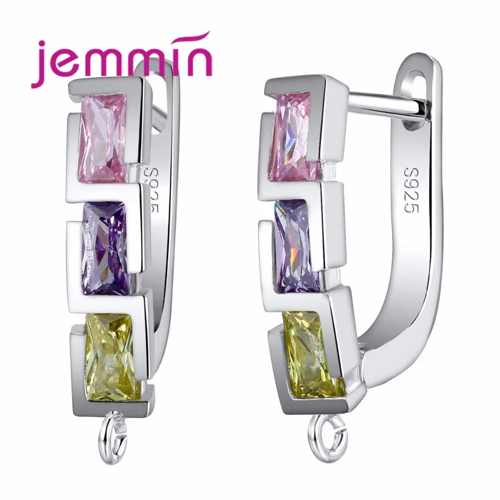 

Jemmin Geometric Design Fine Austrian Crystal Earring Findings For Making Accessory 925 Sterling Silver Hoop Ear Wire Components