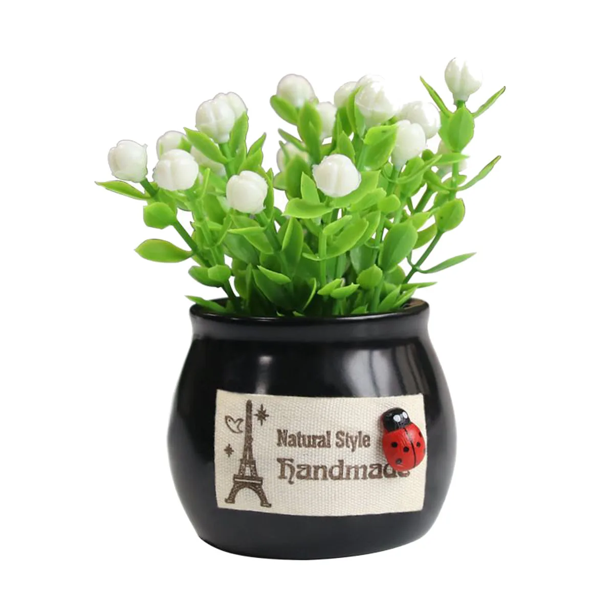 

1 Pc Beautiful Resin Plant Artificial Plant Desktop Decor Ornaments Fake Plant For Car Home Office Store (Black)