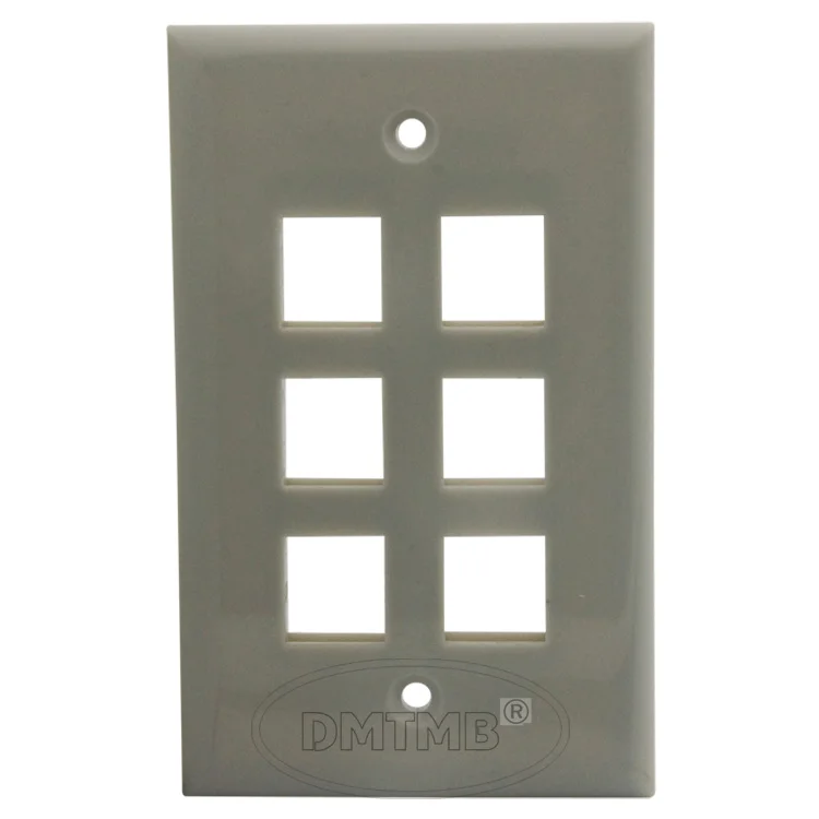 Buy 6 ports keystone wall plate with 114 X 70mm and gray color from Reliable