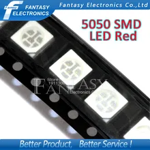 100 шт красный 5050 SMD светодиодный диоды для подавления переходных скачков напряжения светильник