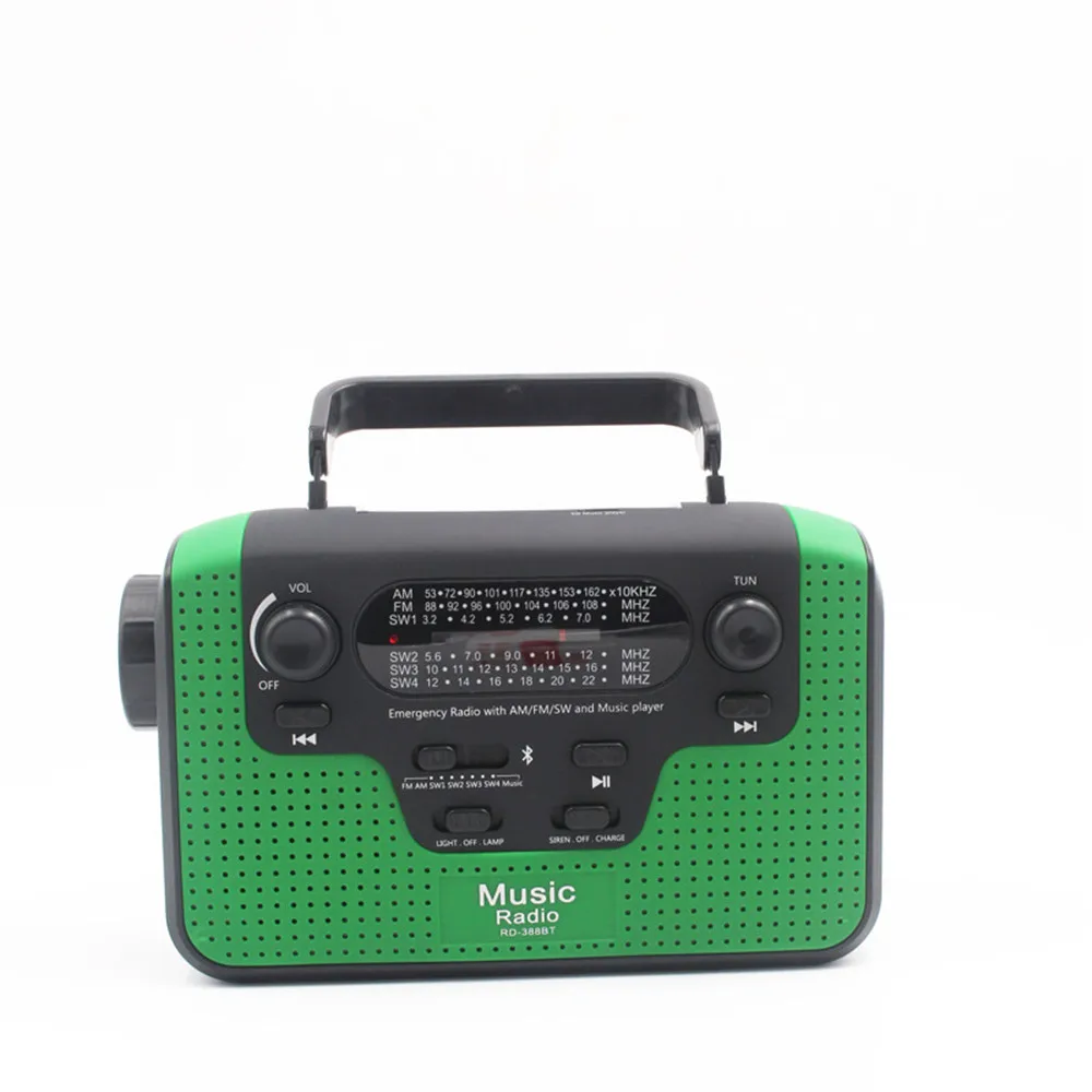 

Radio hand crank power solar multi-function LED light Bluetooth card player emergency mobile phone charger